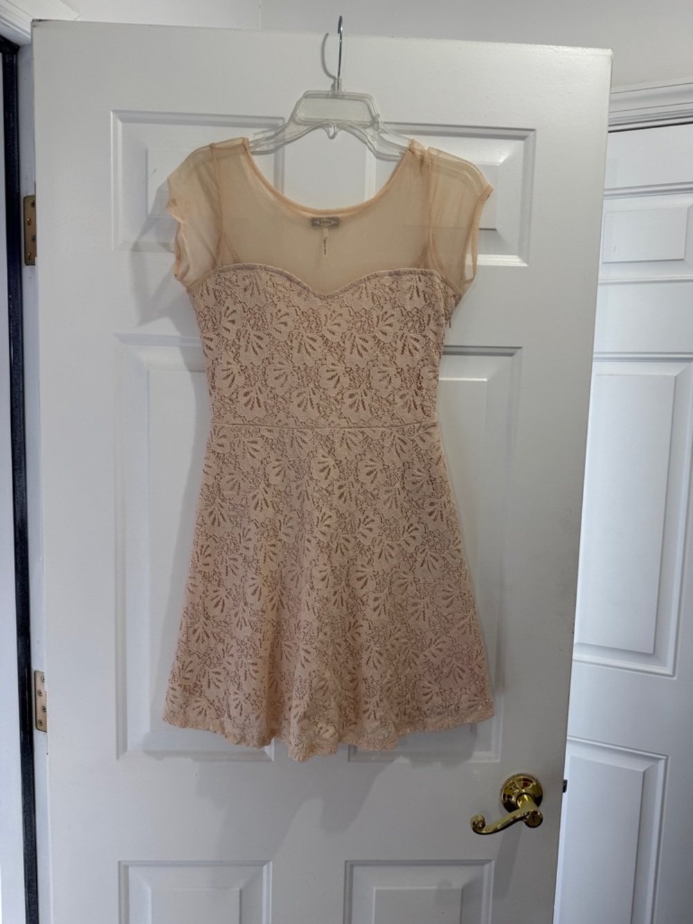 Kirra Blush Sheer Lace Dress
